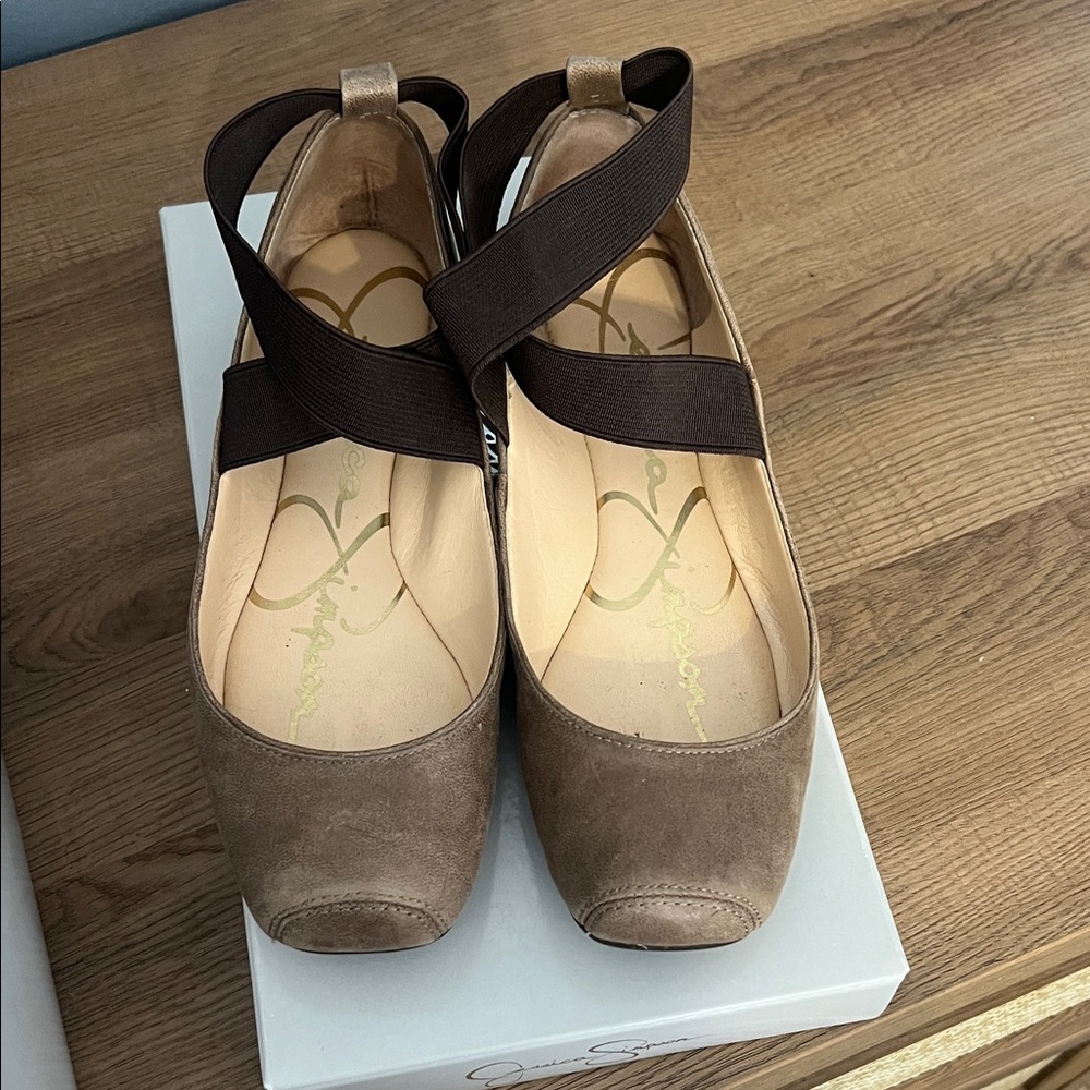 Jessica Simpson Taupe Suede Flats